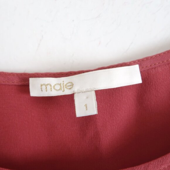 Maje Silk Two-Tone Shift Dress - Size 1 - Picture 8 of 9